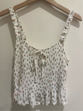 Junior Size XL Floral Ruffle Crop Top
